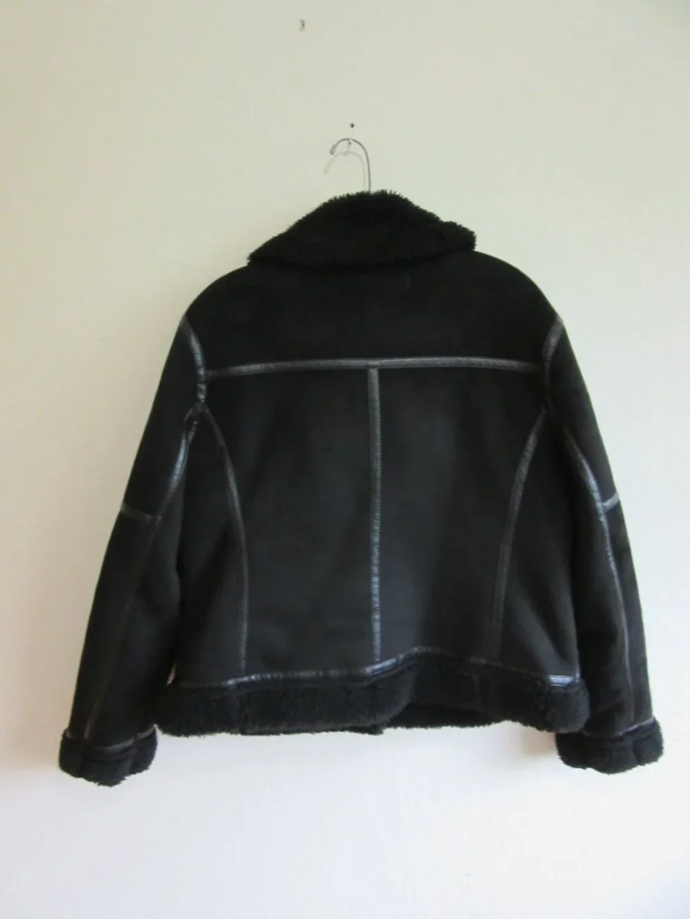 ZARA Black Faux Suede Sherpa XL Zip Long Sleeve Winter Jacket - Picture 3 of 7